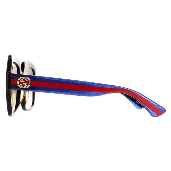 Gafas de sol Gucci GG0036SN 004 Havana Glitter Azul y Rojo Marrón Degradado - Image 3