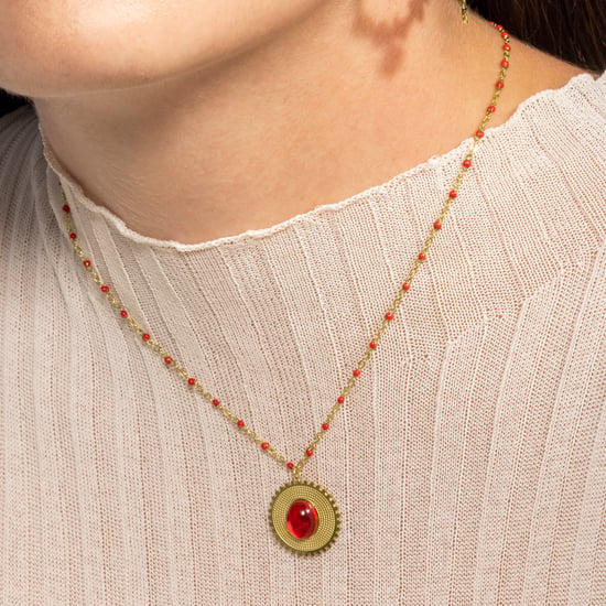 Collar Luxenter  de Coral acabado en oro amarillo de 18K- Zarwa - Image 3