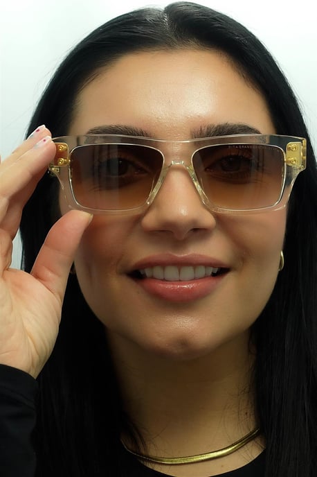 Dita Rectángulo Unisex Cristal Claro Oro Amarillo Marrón Oscuro a Claro Gradiente Gran Maestro Siete - Image 6