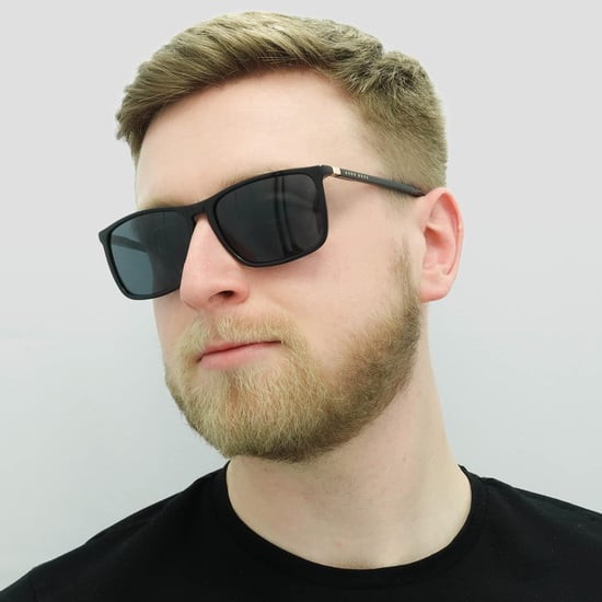 Gafas de sol Hugo Boss Square para hombre en negro, oro y gris - Image 6