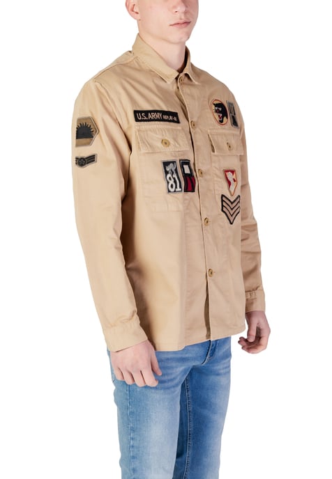 Camisa sobrecamisa clásica Replay para hombre en beige - Image 3