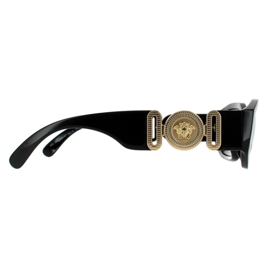 Gafas de sol unisex rectangulares Versace negras y gris oscuro - Image 4
