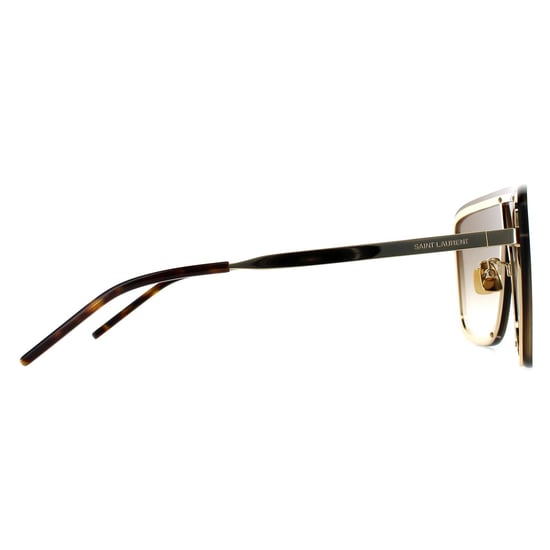 Gafas de sol unisex Saint Laurent Shield doradas con degradado marrón - Image 4