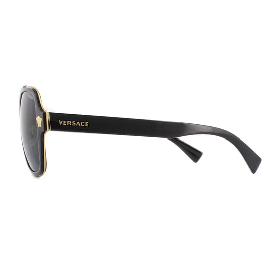 Gafas de sol polarizadas para hombre Aviador de Versace en negro y gris - Image 3