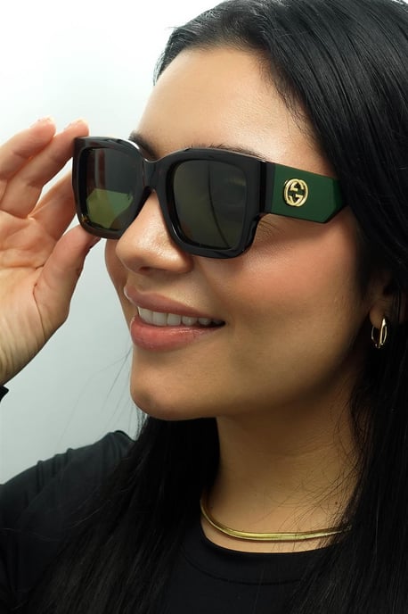 Gucci Cuadrado Mujer Habana con Verde y Rojo Verde GG1663S - Image 5