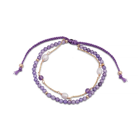 Pulsera Luxenter, athat de aleación de metal y circonita amatista acabado baño oro 18K - Image 1