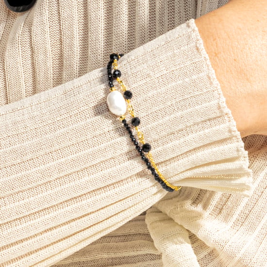 Pulsera Luxenter, ekhao de aleación de metal y cuarzo hidrotermal onix acabado baño oro 18K - Image 3