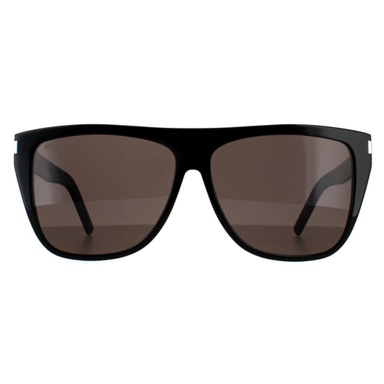 Gafas de sol cuadradas Saint Laurent para mujer en negro y gris ahumado - Image 1