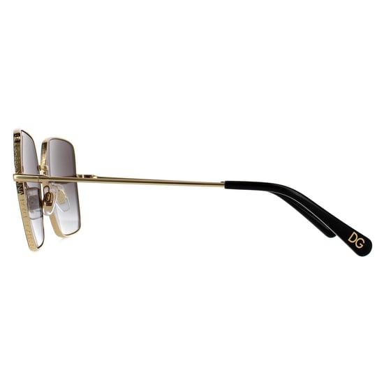 Gafas de sol cuadradas para mujer Dolce & Gabbana negras doradas con degradado gris oscuro - Image 3