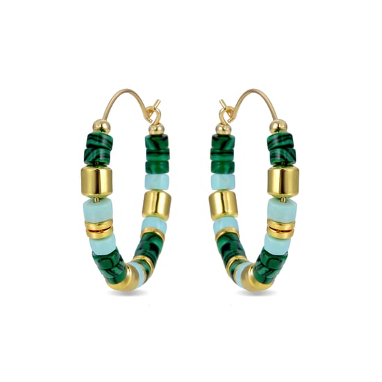 Pendientes Luxenter de Plata de Ley 925 con Malaquita acabados en oro amarillo de 18K - Ihun - Image 3