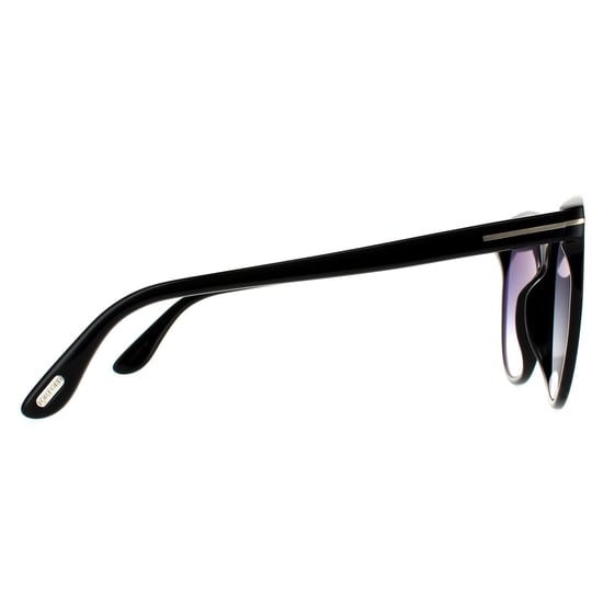 Gafas de sol redondas para mujer Tom Ford en negro brillante y gris humo degradado - Image 4