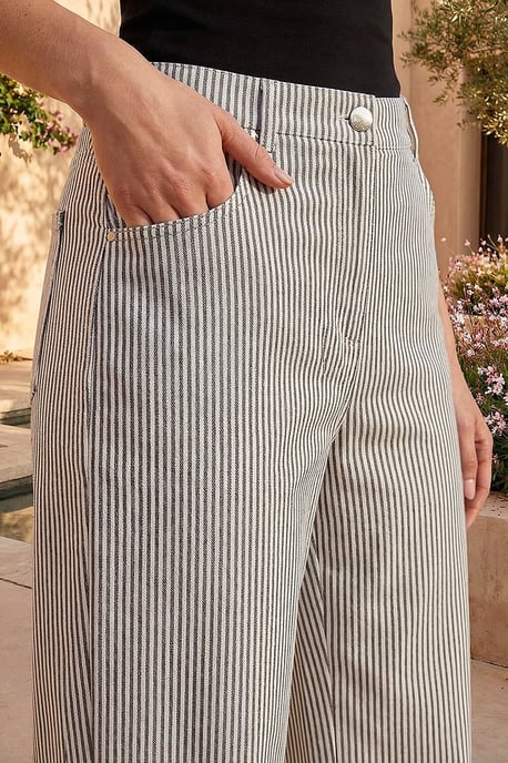 Stripe Wide Leg Stretch Trousers - Image 4
