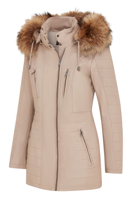 Parka de cuero acolchado beige para mujer - Winton - Image 4