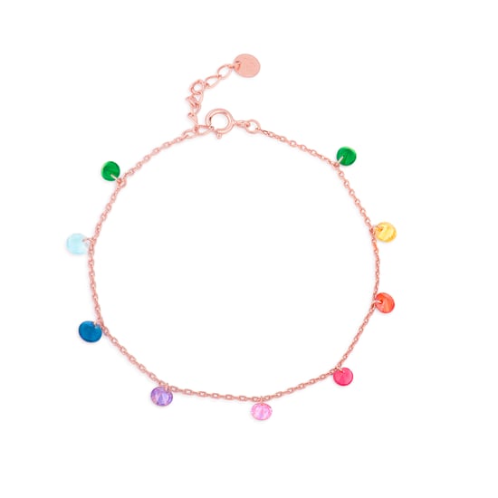 Pulsera Luxenter, Rolcon de plata de ley 925 y circonita multicolor con acabado baño oro rosa 18K - Image 3