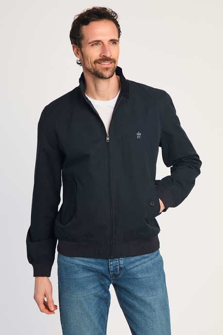 Navy Funnel Neck Harrington Jacket - Image 1