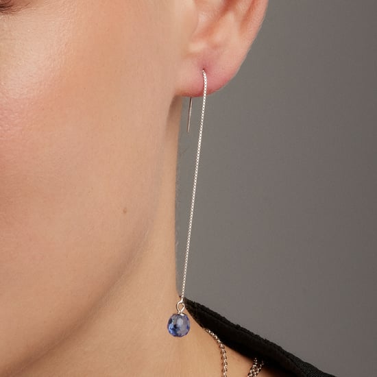 Pendientes Luxenter, yedia de plata de ley 925 y cuarzo hidrotermal azul aguamarina acabado baño rodio - Image 4