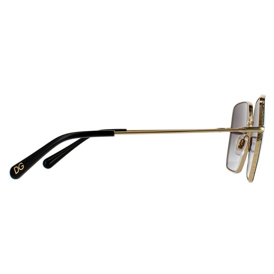 Gafas de sol cuadradas para mujer Dolce & Gabbana negras doradas con degradado gris oscuro - Image 4