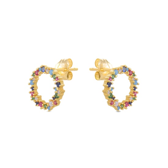 Pendientes Luxenter de Plata de Ley 925 con Circonita Multicolor acabados en oro amarillo de 18K - Thilak - Image 3