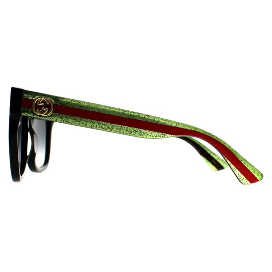 Gafas de sol Gucci Square de mujer en negro con purpurina verde y roja degradado gris GG0034SN - Image 3