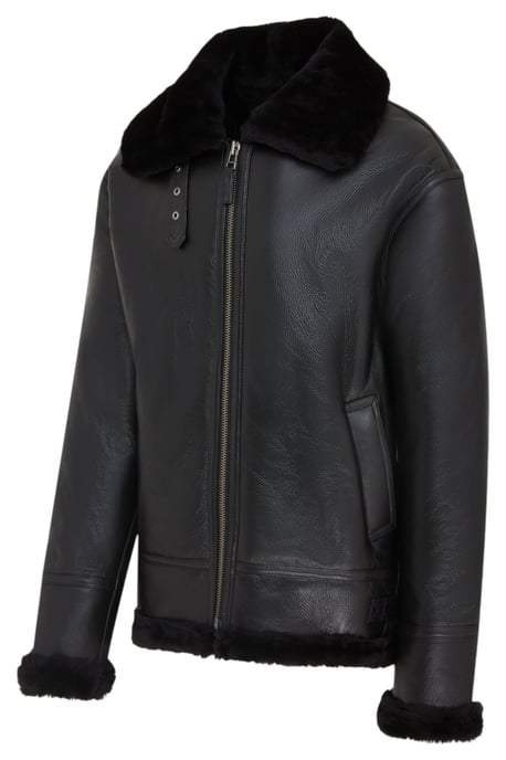 Chaqueta de aviador B3 negra de piel de oveja auténtica para hombre - Hobart - Image 3