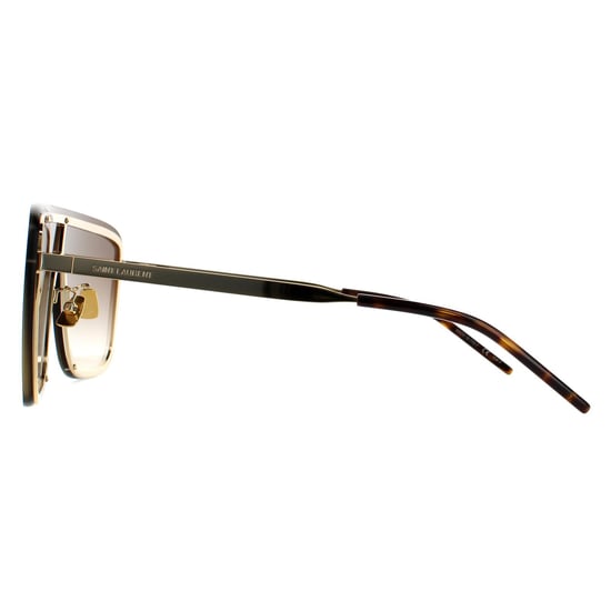 Gafas de sol unisex Saint Laurent Shield doradas con degradado marrón - Image 3