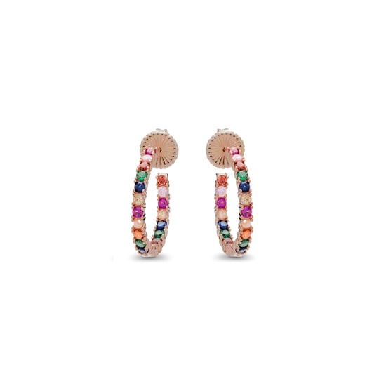 Pendientes Luxenter  de Plata de Ley 925 con Circonita Multicolor acabados en oro rosa de 18K - Vyamba - Image 3