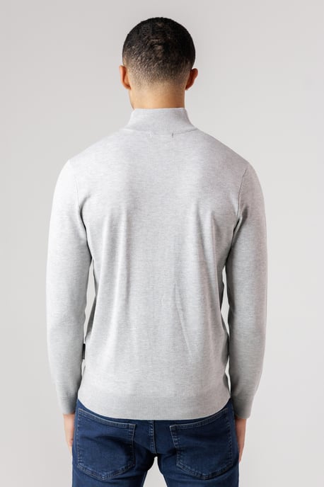 Light Grey 1/2 Zip Knitted Jumper - Image 2
