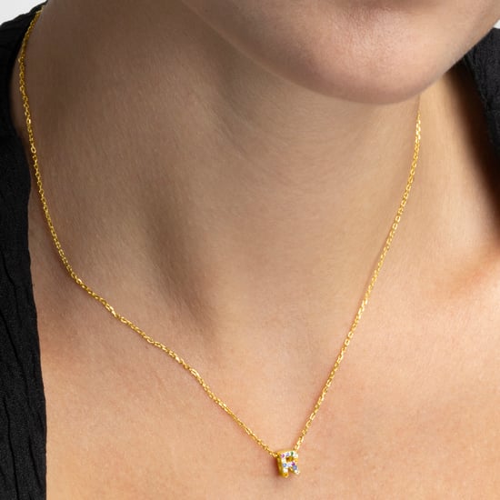 Collar Luxenter de Plata de Ley 925 con Circonita Multicolor acabado en oro amarillo de 18K - Alphabet - Image 3