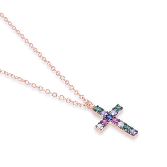 Collar Luxenter kon de plata de ley 925 y circonita multicolor con acabado en baño oro rosa de 18 quilates - Image 6