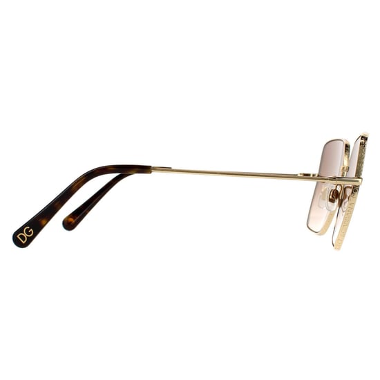 Gafas de sol cuadradas para mujer Dolce & Gabbana en dorado y marrón oscuro con degradado - Image 4