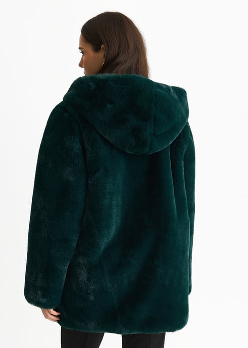Chaqueta de piel sintética con capucha - Image 4