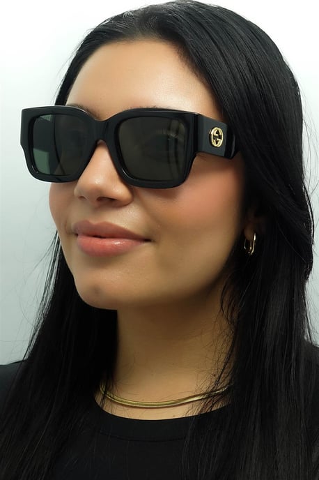 Gucci Cuadrado Mujer Negro con Habana Gris GG1663S - Image 6