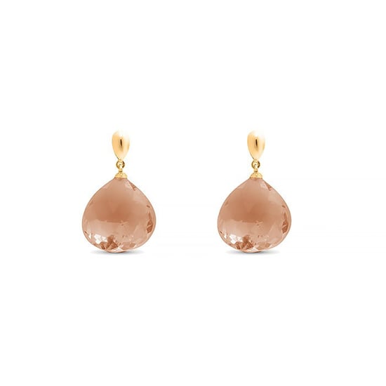 Pendientes Luxenter, zoqoyi de plata de ley 925 y cuarzo ahumado hidrotermal acabado baño oro 18K - Image 1