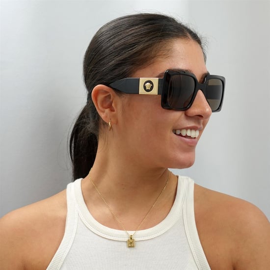Gafas de sol cuadradas para mujer Versace Havana marrón oscuro - Image 5