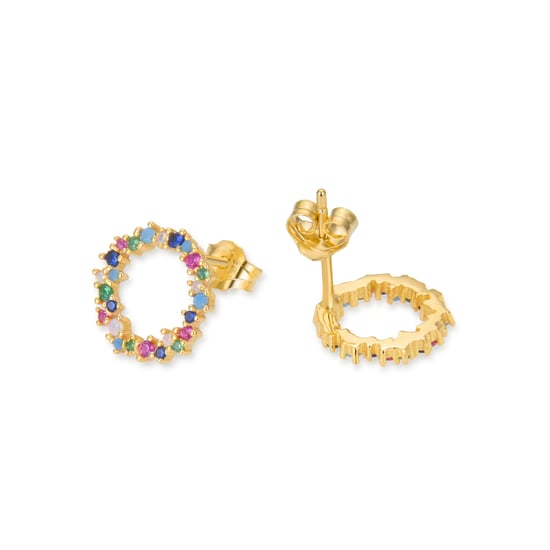 Pendientes Luxenter de Plata de Ley 925 con Circonita Multicolor acabados en oro amarillo de 18K - Thilak - Image 5