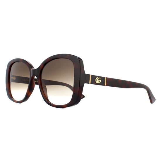 Gafas de sol Gucci Butterfly para mujer en marrón Havana con degradado. - Image 2
