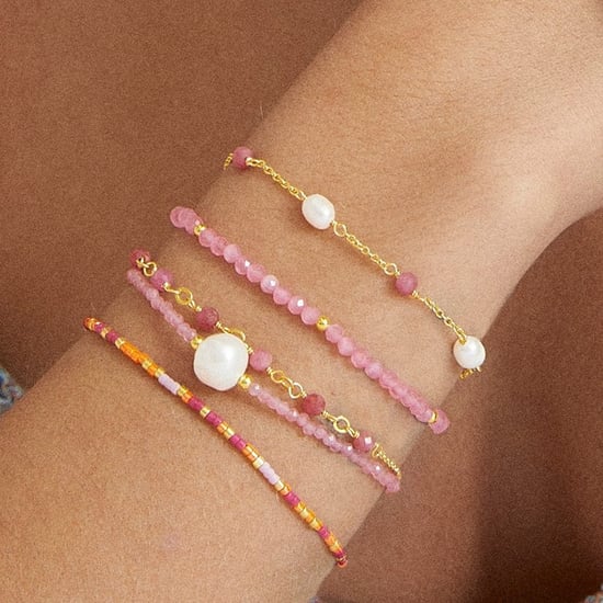 Pulsera Luxenter, athat de aleación de metal y turmalina rosa acabado baño oro 18K - Image 3