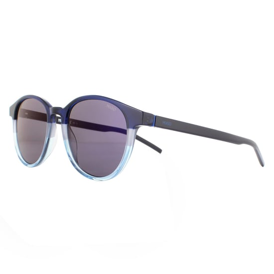 Hugo by Hugo Boss Gafas de sol redondas de espejo azul turquesa mate para hombre - Image 2