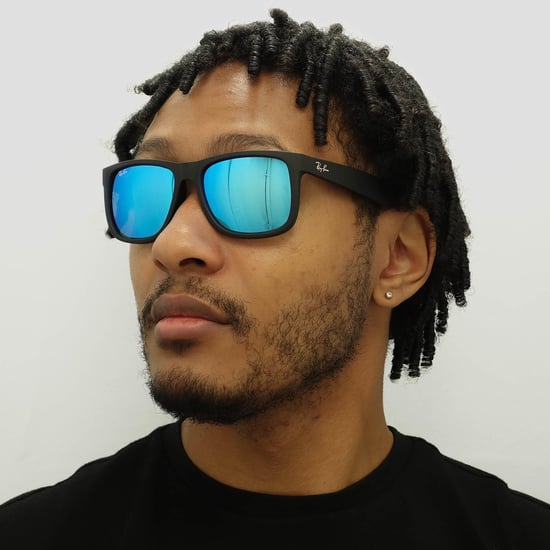 Gafas de sol Ray-Ban Justin 4165 622/55 Caucho Negro Azul Espejo - Image 5