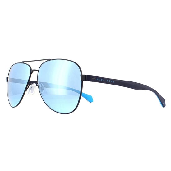 Hugo Boss Aviator Gafas de sol de espejo azul mate para hombre - Image 2