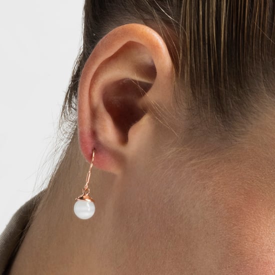 Pendientes Luxenter, yedia de plata de ley 925 y ojo de gato con acabado baño oro rosa 18K - Image 3