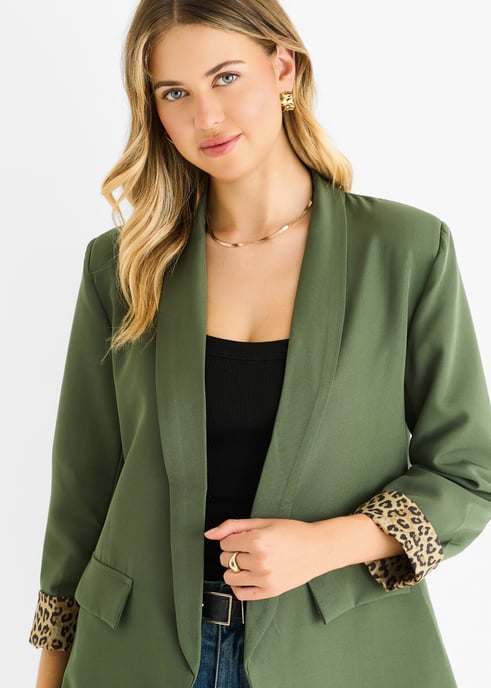 Blazer de animal de contraste - Image 2