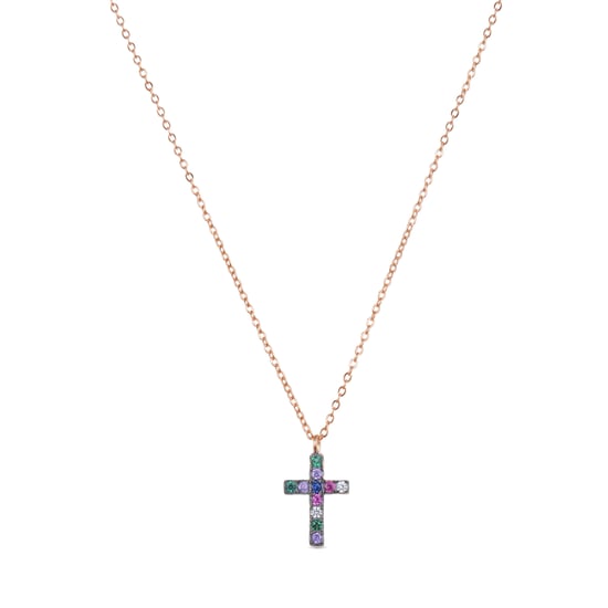 Collar Luxenter kon de plata de ley 925 y circonita multicolor con acabado en baño oro rosa de 18 quilates - Image 1
