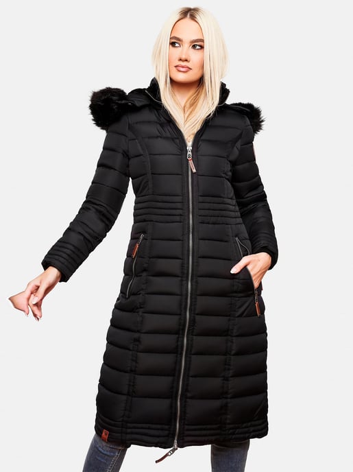 Navahoo Abrigo de Invierno Largo para Mujer Umay – Acolchado con Capucha y Cuello de Pelo Sintético Desmontables - Image 4