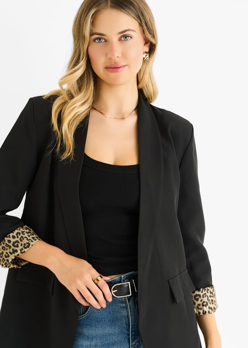 Blazer de animal de contraste - Image 2