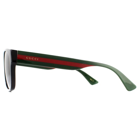 Gafas de sol polarizadas grises para hombre Gucci Rectangle negras con franjas verdes y rojas - Image 3
