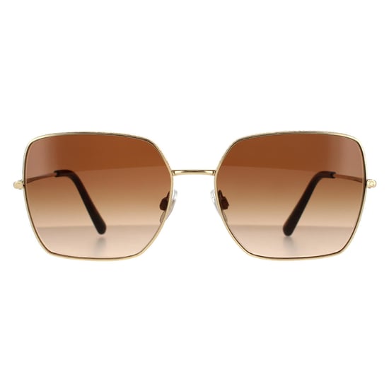 Gafas de sol cuadradas para mujer Dolce & Gabbana en dorado y marrón oscuro con degradado - Image 1