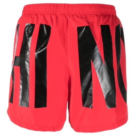 Shorts de baño cortos rojos con logo estampado de la marca Moschino - Image 2