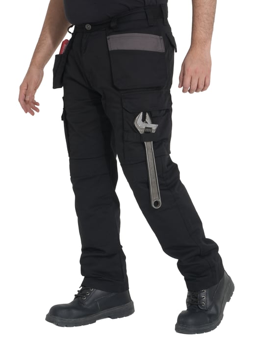 Kruze By Enzo | Pantalones de Trabajo Cargo para Hombre - Negro - Image 4