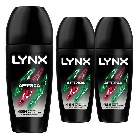 Lynx Africa Anti Perspirant Roll On 48 Hours Anti Sweat Protection 50ml, 3 Pack - Image 1